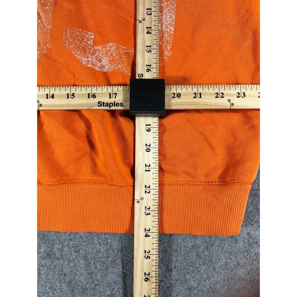 Free People Sweatshirt Womens XS Orange Fleece Lined Graphic Pullover Oversized